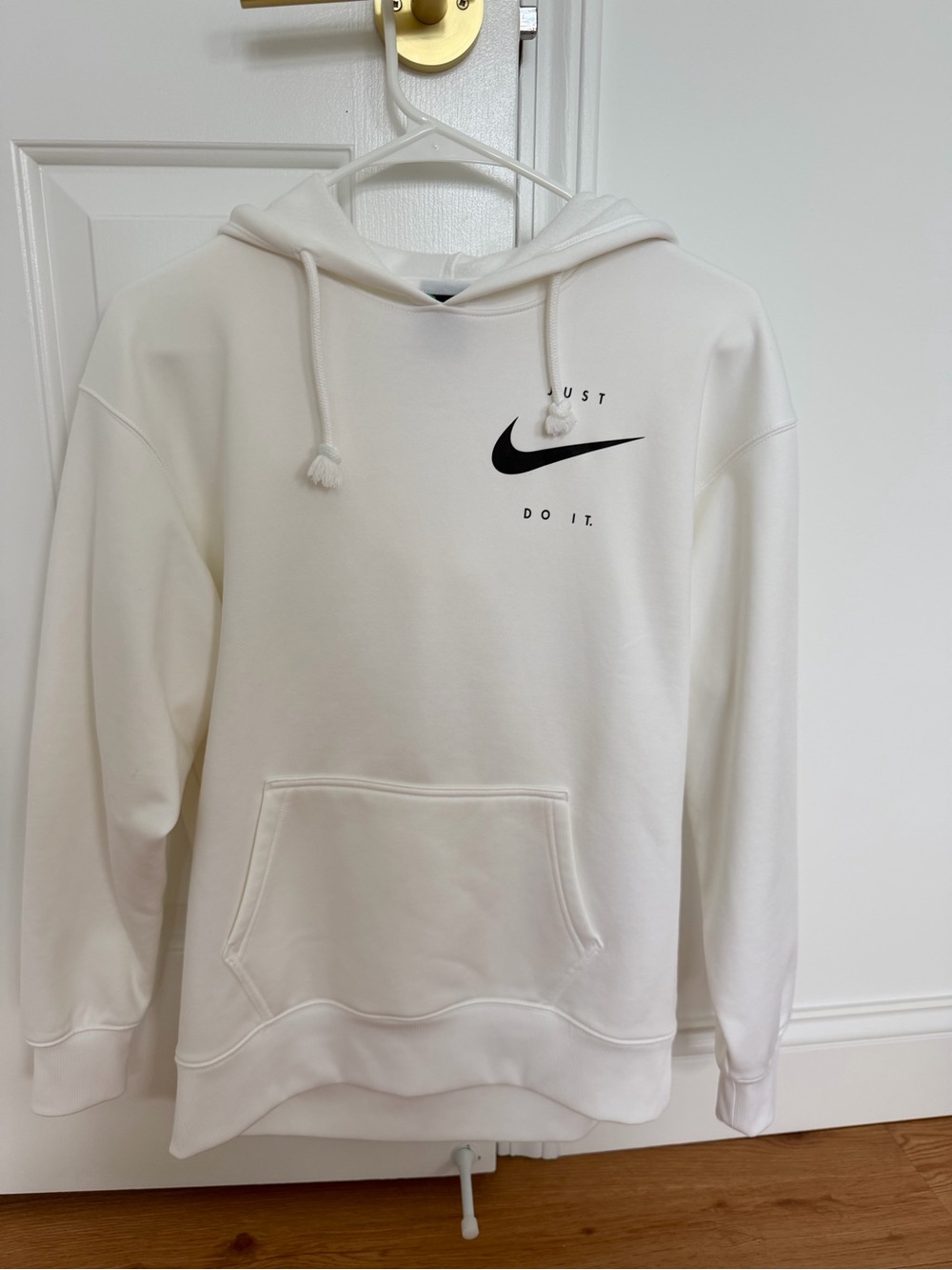 Nike White Crewneck Hoodie with Black Swoosh